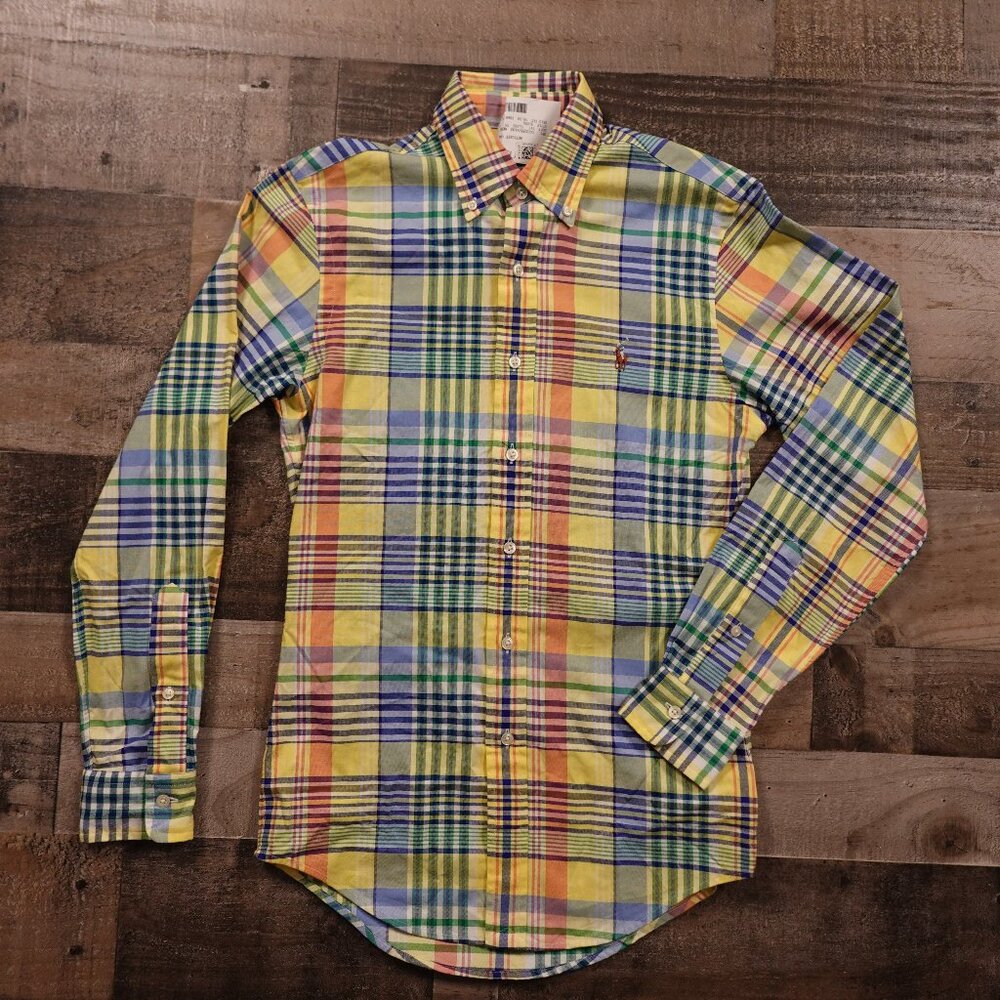 Ralph Lauren Slim Fit Stretch Oxford Shirt Men’s XS Plaid